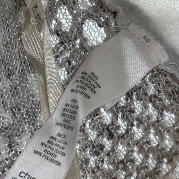 Chicos 2 Womens Knit sweater Layered Design Size large Beige Gray Cotton Blend - Picture 5 of 13